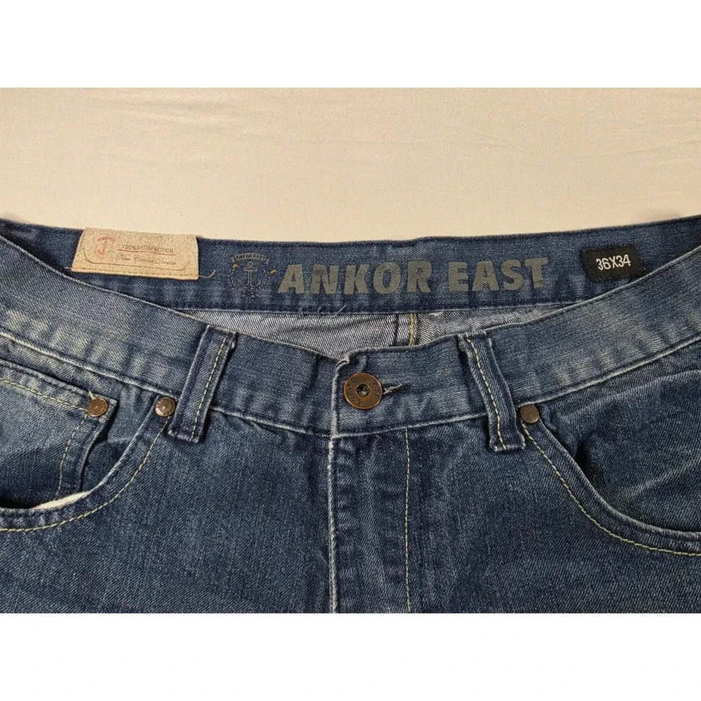 Ankor East Mens Straight Leg Blue Denim Jeans Medium Wash 36x34